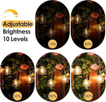 Mlambert 144FT(3x48FT) Solar String Lights with Remote, Outdoor Waterproof Patio Light with 54 LED Shatterproof G40 Bulbs(3 Spare) for Yard-Black Wire