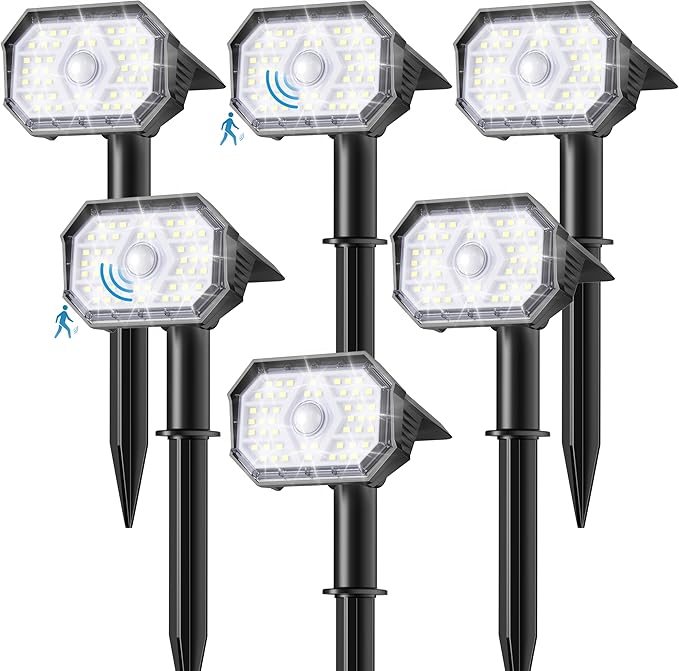 Brightown 6 Pack Solar Motion Lights Outdoor Waterproof, Motion Sensor Spot Lights- 58 LED/3 Modes Solar Powered | Lumora