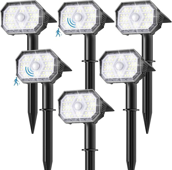Brightown 6 Pack Solar Motion Lights Outdoor Waterproof, Motion Sensor Spot Lights- 58 LED/3 Modes Solar Powered | Lumora