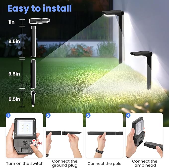 Solar Pathway Lights Outdoor, Smart Color Changing with 9-in-1 (Warm White/Cool White/RGBCW) Modes,Bright Landscape Lighting Waterproof for Walkway,Garden,Driveway,Yard,Patio(6pack)