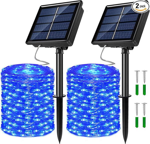 2 Pack Solar Powered Fairy String Lights Outdoor Waterproof 8 Modes Twinkle Christmas Decorations Lights, Each | Lumora