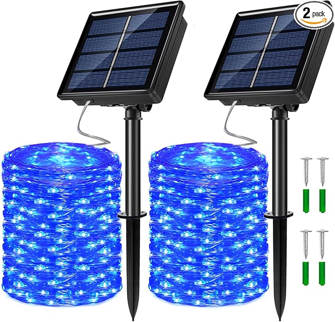 2 Pack Solar Powered Fairy String Lights Outdoor Waterproof 8 Modes Twinkle Christmas Decorations Lights, Each | Lumora