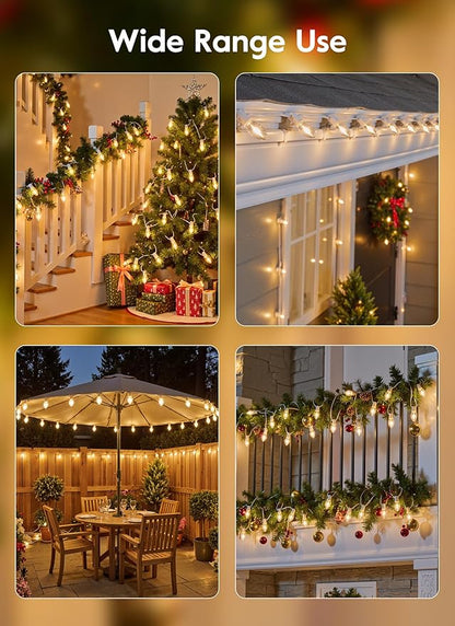 Vintage C9 LED Christmas Lights Outdoor, 25Ft C9 String Lights with 25 Shatterproof Colorful Bulbs, Waterproof Connectable Christmas Tree Lights for Roofline Holiday Garden Party Xmas Decorations