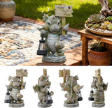 Solar Dragon Garden Statue with Lantern, Resin Outdoor Yard Decor Figurine, Waterproof Solar Powered Light for | Lumora
