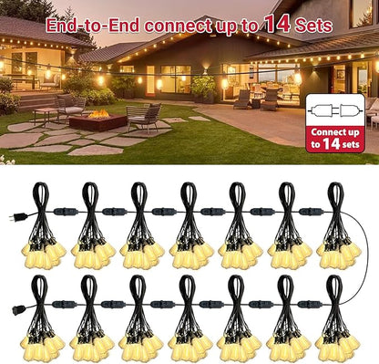 LAMPHOME LED Outdoor String Lights 100FT Patio Lights with 52 Shatterproof ST38 Vintage Edison Bulbs, Outside Hanging Light Waterproof for Porch, Deck, Garden, Backyard, Dimmable 2700K