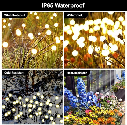 Swaying Solar Firefly Lights Outdoor, 8 Modes 800mAh Firefly Swaying Solar Garden Lights Waterproof for Outside Plant Yard Patio Pathway Christmas Garden Decor Flashing Warm White(4 Pack)