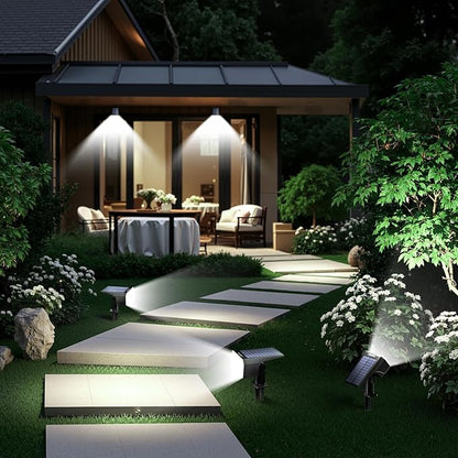 TECKNET Spot Lights Outdoor with 59 LED, 4 Pack Solar Lights Outdoor Waterproof IP65, Auto On/Off Solar Spot Lights, 3 Lighting Modes Solar Powered Garden, 2-in-1 Solars Landscape Light (Cool White)