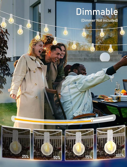 AD 25Ft Globe Led Outdoor String Lights Waterproof Shatterproof, Connectable Hanging Patio String Lights with 25 LED Plastic Clear Bulbs for Café Bistro Pergola Tents