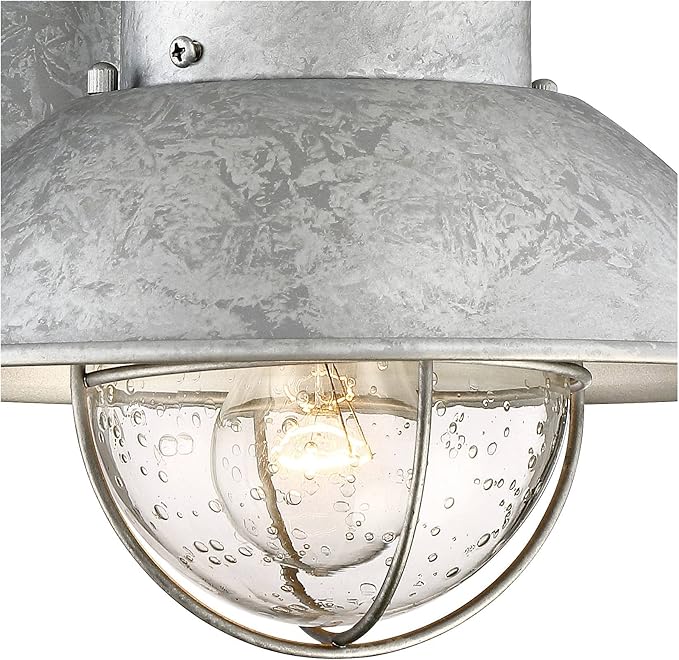 John Timberland Oberlin Rustic Industrial Farmhouse Outdoor Barn Light Fixture Galvanized Dusk to Dawn Motion | Lumora