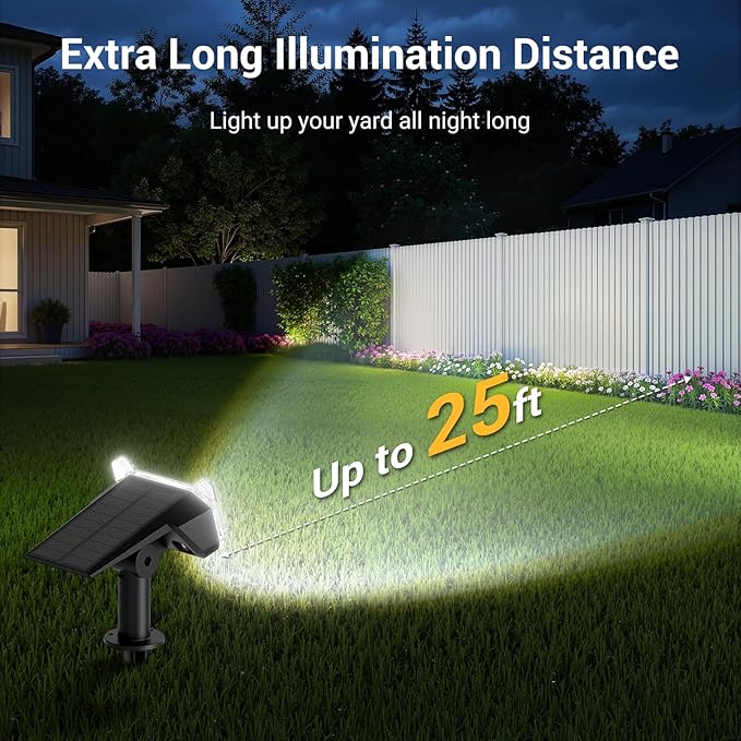 WdtPro Upgraded Bright Solar Lights Outdoor Waterproof, Auto ON/Off Solar Spot Lights Outdoor, Dusk to Dawn | Lumora