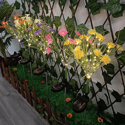 Solar Daisies Flower Stake Lights for Yard Decor, 42 LED Outdoor Waterproof Daisy Shaped Solar Light for Garden Pathway Light Cemetery Grave Porch Walkway 4th of July Decorations