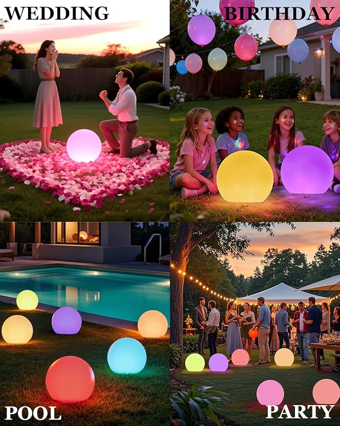 shumi 8-inch Solar Globe Lights Outdoor Waterproof, LED Solar Ball Light Outdoor 16 RGB Colors 4 Modes with Remote | Lumora