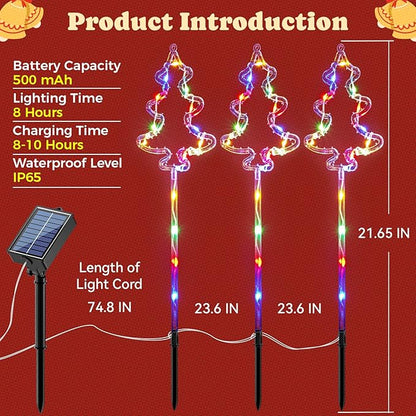 6 Packs Christmas Tree Solar Garden Lights with 8 Light Modes, 21.65 Inches Tall Christmas Outdoor Garden Light with 20 LEDs Each, Solar Outdoor Xmas Decor for Garden, Path, Patio (Multiple-Colored)