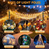 FEED GARDEN 5 Ft String Light Poles with Fence Brackets, Black Metal, 4 Pack, for Outdoor Deck Patio Backyard | Lumora