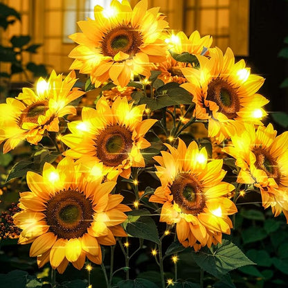 6 Pack Solar Lights Outdoor, Solar Flowers Outdoor Waterproof, Sunflower Garden Decor, Solar-Powered Lights for Yard Outside