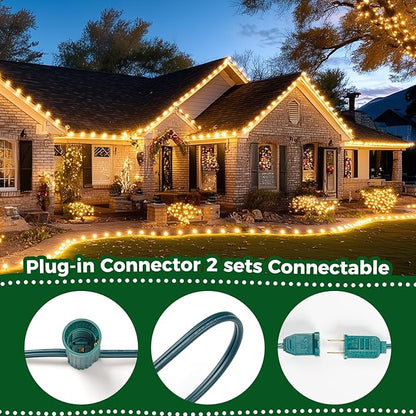 Vintage C9 Christmas Lights Outdoor, 50 FT C9 String Lights with 50 Clear Bulbs, Waterproof Christmas Tree Light for Outdoor Indoor Xmas Roofline Backyard Garden Patio Home Holiday Decor, Green Wire