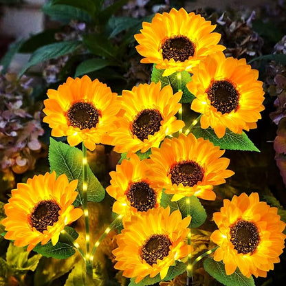 KOOPER 3 Pack Solar Sunflower Lights+ 8 Paack Solar Pathway Lights Outdoor