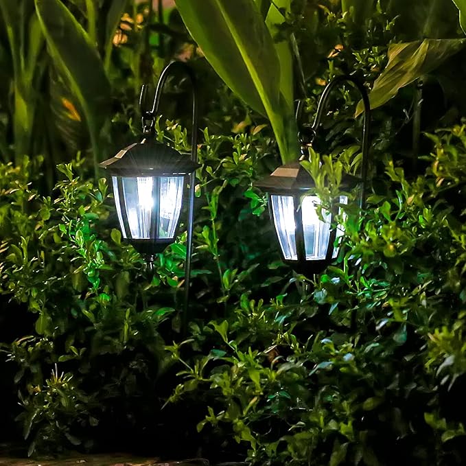 Viewsun 34 Inch Solar Hanging Lights, Shepherd Hook Lights with 2 Shepherd Hooks Waterproof Outdoor Decorative | Lumora