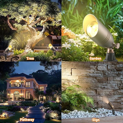 ZONEGRACE Low Voltage Brass Landscape Lights, Heavy-Duty Waterproof 12 Volt Landscape Lighting Bronze with Connectors, Copper Led Uplights & Spotlights, MR16 Bulb Not Included (Classic, 12 Pack)