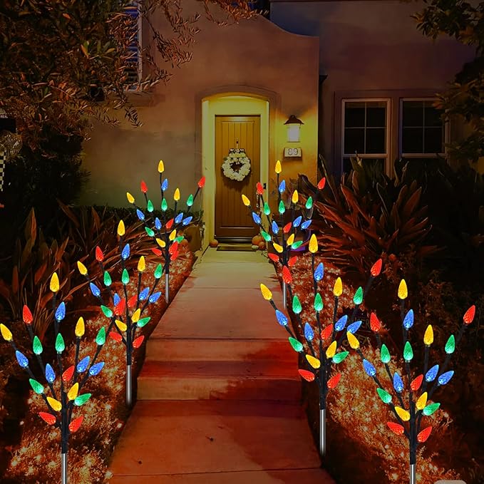 Upgraded 6 Packs 120 LED C6 Solar Christmas Lights, Christmas Decorations Outdoor Yard Lights, 8 Modes Waterproof | Lumora