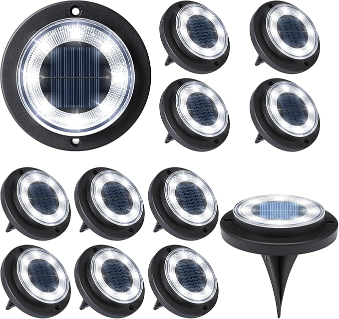 Flacchi Solar Lights Outdoor - Solar Powered Ground Lights Outdoor Solar Disk Light Waterproof Landscape Light for | Lumora