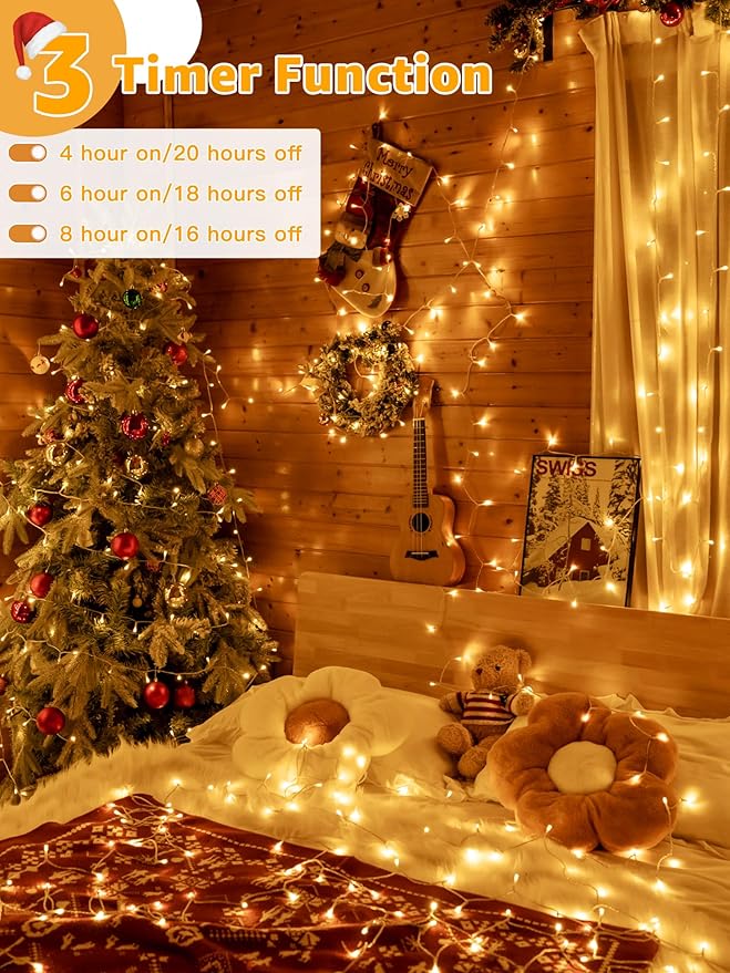Christmas String Lights 600LED 98FT, Waterproof String Lights with Remote and Timer, 8 Modes Dimmable Christmas | Lumora