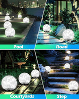 Coroor Garden Solar Ball Lights Outdoor Waterproof, 80 LED Cracked Glass Globe Ground Lights for Path Yard Patio | Lumora