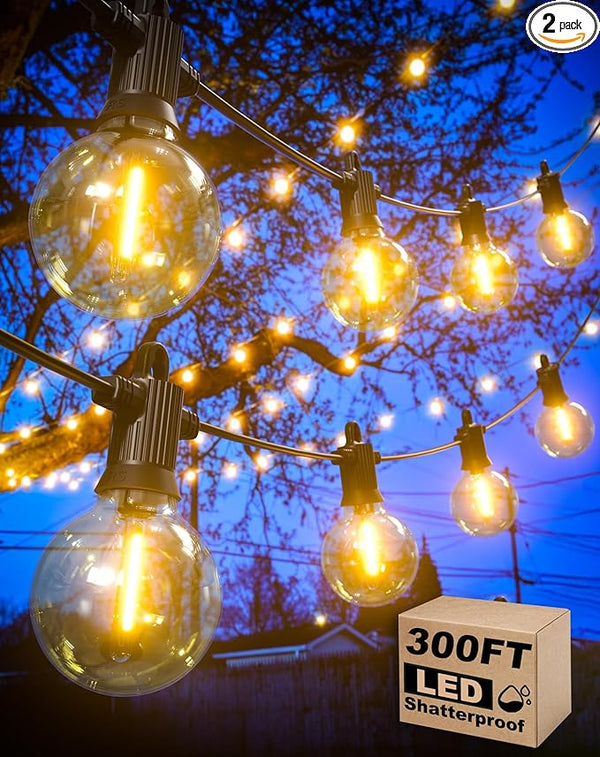 Outdoor String Lights Waterproof, 300FT Patio Lights with 146 Shatterproof G40 Globe Bulbs(6 Spare), Connectable | Lumora