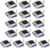 Solar Dock/Deck Lights 16-Pack LED Pathway Driveway Bright Blue with Screw Wireless IP68 Waterproof Outdoor Warning | Lumora