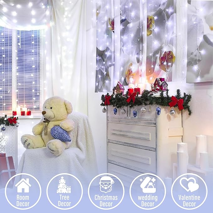 JMEXSUSS 66ft 200 LED White Christmas Lights Indoor Outdoor, Connectable String Twinkle Lights Outdoor Clear Wire | Lumora