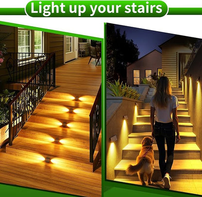 JSOT Solar Deck Lights Outdoor - 12 Pack Stair Step Fence Waterproof Light 5 Lighting Modes for Backyard Garden Wall Outside Patio Decor (Warm Light)