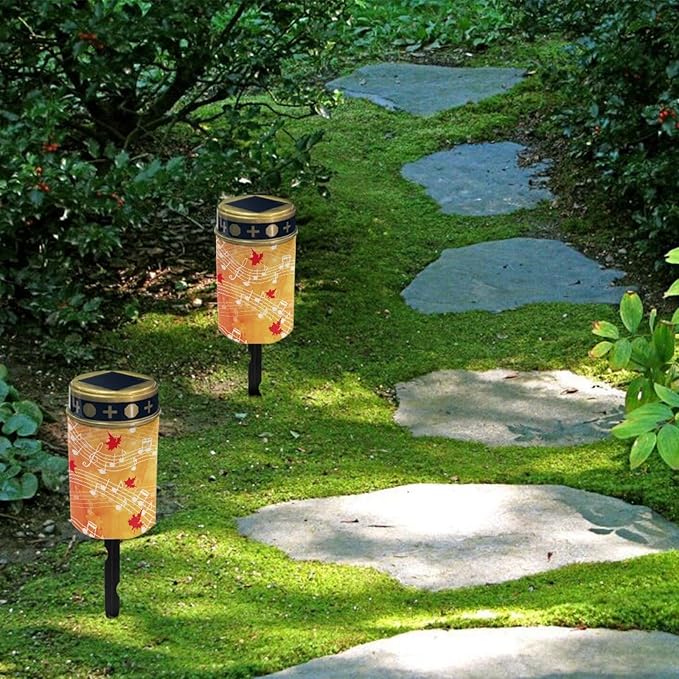 Autumn Leaves Solar Stake Lights Outdoor Garden Decoration for Party/Birthday,Outdoor Solar Pathway Lights Solar Lantern Landscape Lighting Garden Lights,Wall Light Auto On/Off