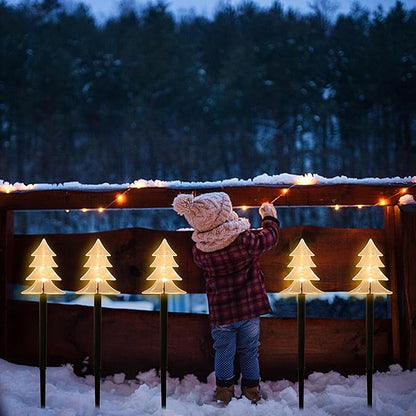 Solar Led Pathway Lights Christmas Tree Path Light for Christmas Holiday Decoration Waterproof Garden Light Yard Decoration Warm White (Trees)