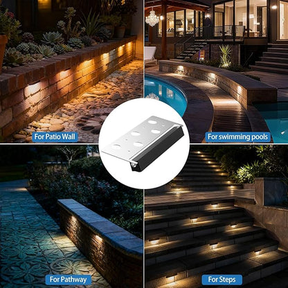 ZZXX All-in-One Retaining Wall Lights with Transformer, 2700K Hardscape Lighting, Low Voltage Landscape Lighting, IP68 Waterproof Outdoor Step Lights Fence Decor for Patio Stairs, 3W Lights 8-Pack