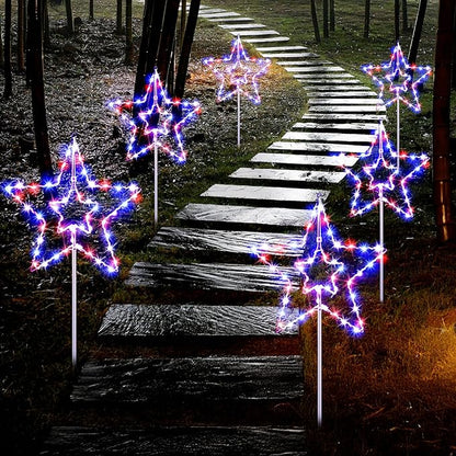 DAMEING 3 Pack 34in Solar Star Lights, Large Solar Garden Decorative Star Lights, Solar Landscape Lighting for Outdoor Lawn Yard Walkway Pathway Garden Decor(Multi-Colored)