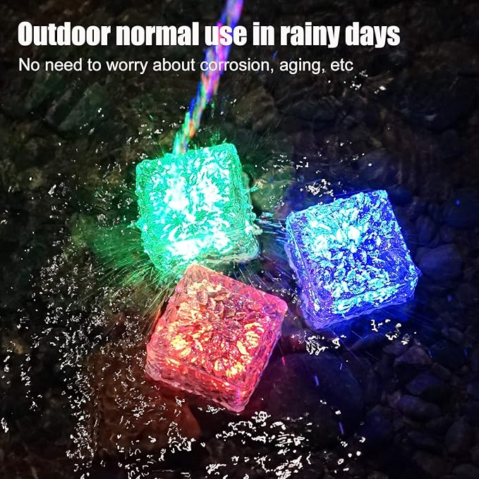 Paver Lights Solar Landscape 1 Pack, Christmas Lights Color Changing Holiday Decor, Square Pavers for Outside Patio, Vibrant Garden Glass Bricks Outdoor Patio, Luces Led para Exteriores