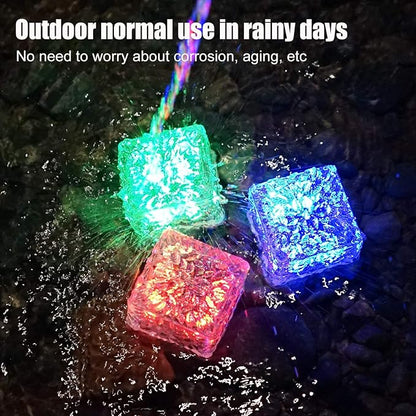 6 Pack Solar Ice Cube Lights IP65-Waterproof Brick Light 4-LED Solar Brick Light Chritmas Outdoor Brick Decor in Garden Patio Yard Lawn Pool(2.75in2.75in（Cold White）