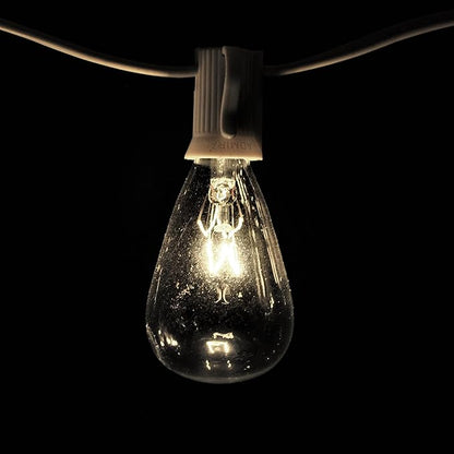 Hometown Evolution, Inc. Vintage Outdoor Patio String Lights with ST11 Clear Light Bulbs (White Wire, 10 ft)