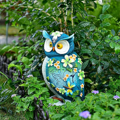 Sungmor Garden Solar Light Landscape Path Lights Lifelike Owl Figurine with LED Lights Waterproof Resin Animal Outdoor Statue Solar Powered Lamp for Outside Patio Yard Lawn Nocturnal Decor