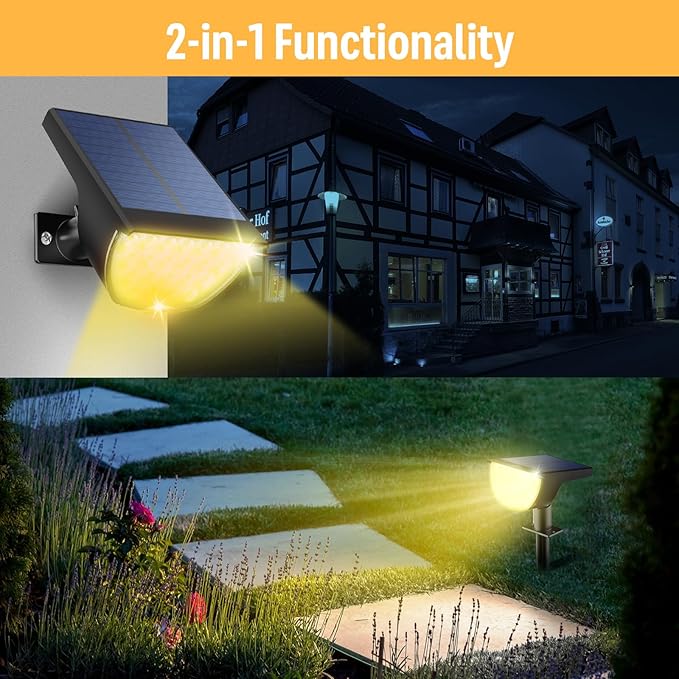 Solar Lights Outdoor Waterproof IP65, Solar Powered 76 LED 3 Lighting Modes Solar Spot Lights Outdoor for Yard | Lumora