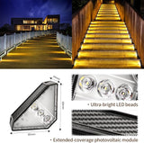 6 Pack Solar Stair Lights, Solar Step Lights Outdoor Waterproof IP65, LED Outdoor Step Light Decor for Garden | Lumora
