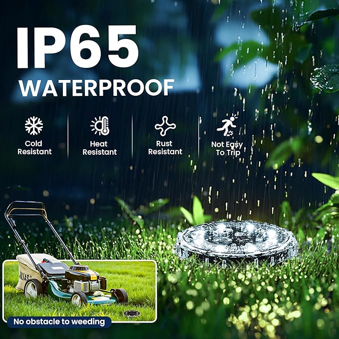 SOLPEX Solar Ground Lights 12 Pack, Solar Pathway Lights Outdoor Waterproof, Landscape Lighting for Garden | Lumora