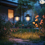 2 Pack Shepherd Hook Outdoor Waterproof Hanging Black Solar Lanterns Porch Lighting Decoration Outdoor Lanterns for | Lumora