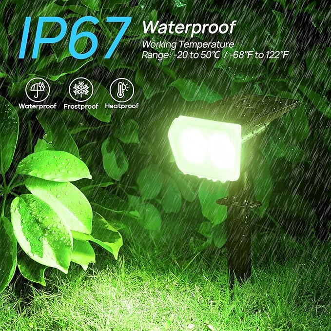 Consciot Solar Spot Lights Outdoor, 30 LEDs Waterproof Color Changing Solar Lights, 2 in 1 Adjustable Wall Lights | Lumora
