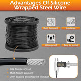 String Light Hanging Kit, 164 FT Vinyl-Coated 304 Stainless Steel Cable, Heavy Duty Crimping Plier, Guide Wire for | Lumora