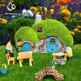 Garden Statues Outdoor Decor - Fairy House with Waterproof Solar Lights Resin Figurines for Yard Lawn Porch Outside | Lumora