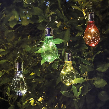 Solar Light Bulbs, Outdoor Waterproof Hanging Solar Bulbs Lights with Solar Panel for Yard Party Holiday Decorations, Warm White, 8 Pack