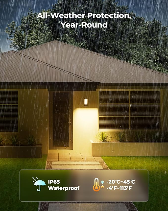 Motion Sensor Outdoor Light, 10000mAh Rechargeable 600 Lumen Battery Operated Outdoor Light with 3 Modes, 3 Color | Lumora