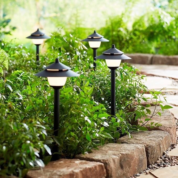 John Timberland Pollack 15" High Modern Outdoor Landscape Path Lights Porch House Exterior Outside Set of 2 LED Bulb Weatherproof Black Metal Glass Shade Front Door Patio Garage Home Deck