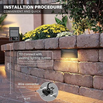 Malibu 9 Inch Deck Lights Low Voltage Landscape Lighting LED Outdoor Decorative Step Lights 12V AC Landscape Path LED Lights Stair Lighting for Walkway Deck Step Yard Fence Patio 4Pack 8406-2408-04